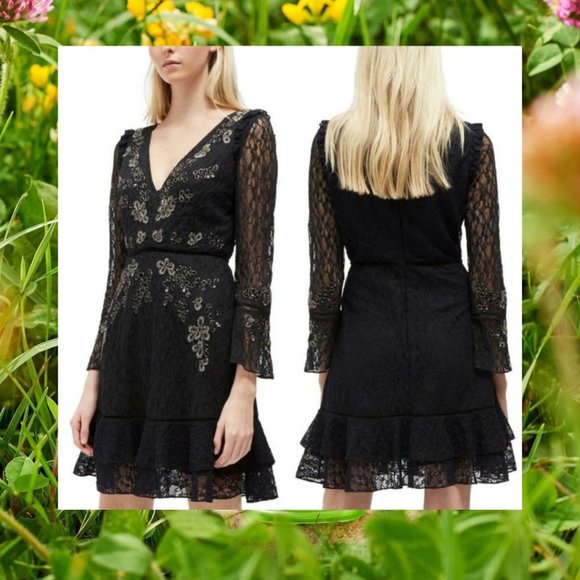 French Connection Dresses & Skirts - NWT FRENCH CONNECTION Lace Long Sleeve Mini Dress